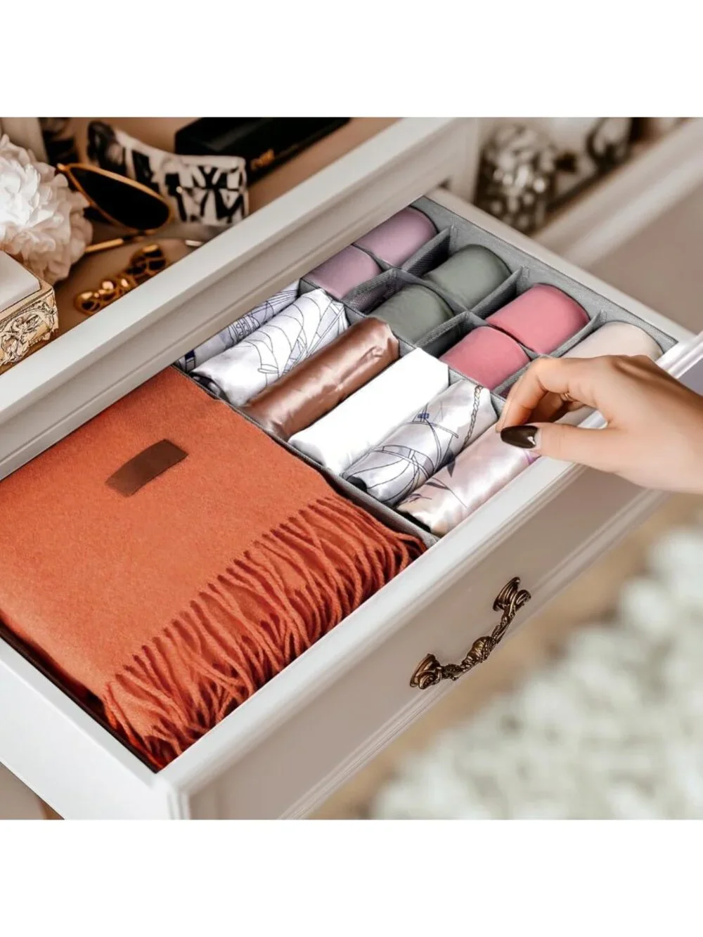8 Pack Drawer Organizer Bins for Clothes, Socks & Baby Items - Foldable Storage - Picture 7 of 8